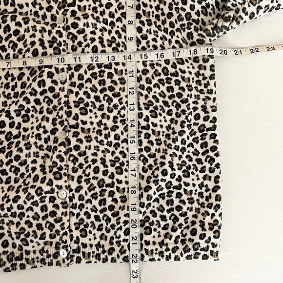 Christopher & Banks Leopard Print Cardigan Sweater Button Up 3/4 Sleeve Large - Picture 5 of 8
